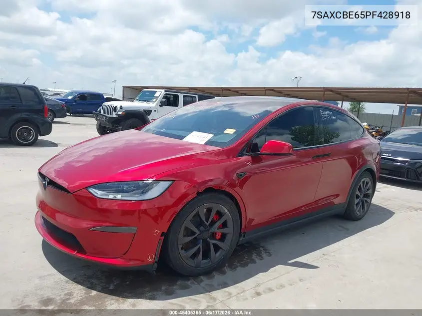 2023 Tesla Model X Plaid Tri Motor All-Wheel Drive VIN: 7SAXCBE65PF428918 Lot: 45405365