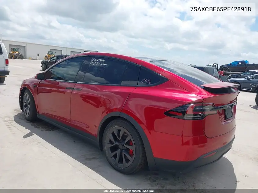2023 Tesla Model X Plaid Tri Motor All-Wheel Drive VIN: 7SAXCBE65PF428918 Lot: 45405365