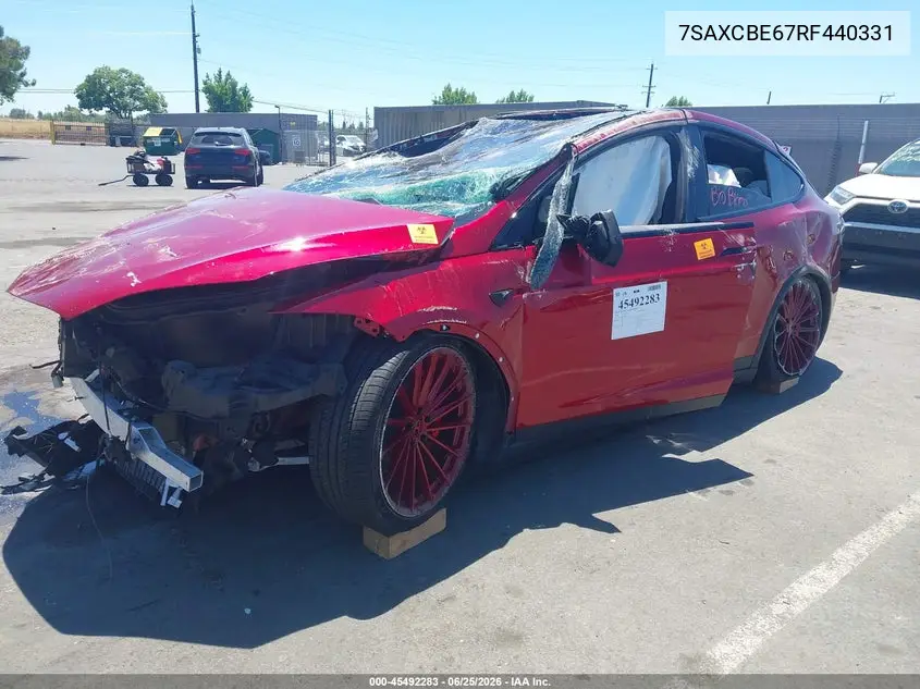 2024 Tesla Model X Plaid Tri Motor All-Wheel Drive VIN: 7SAXCBE67RF440331 Lot: 45492283