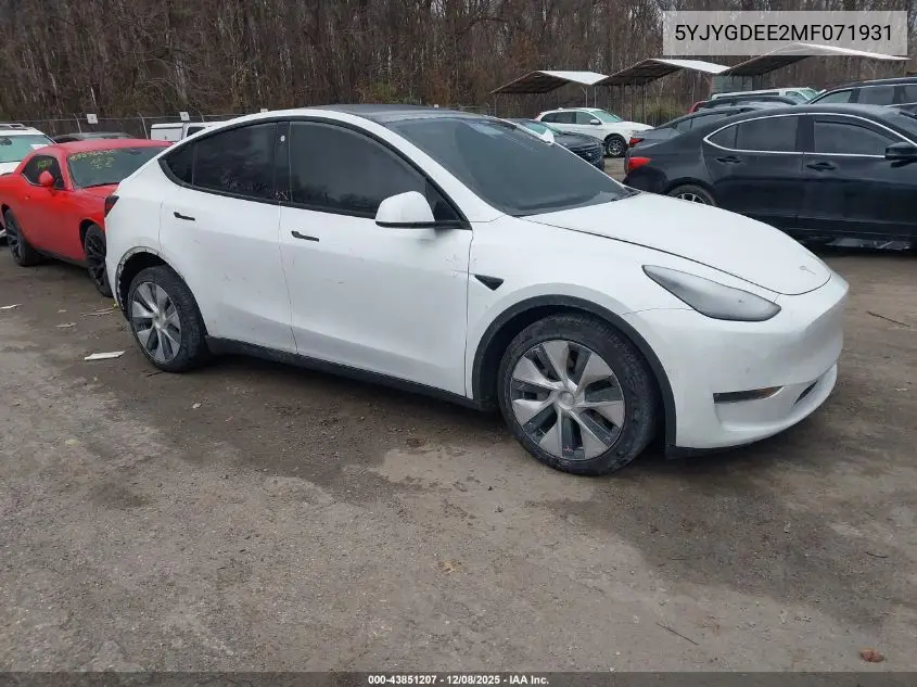 5YJYGDEE2MF071931 2021 Tesla Model Y Long Range Dual Motor All-Wheel Drive