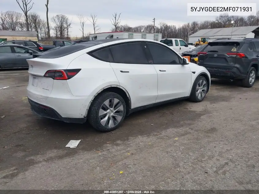 5YJYGDEE2MF071931 2021 Tesla Model Y Long Range Dual Motor All-Wheel Drive