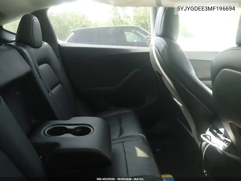 2021 Tesla Model Y Long Range Dual Motor All-Wheel Drive VIN: 5YJYGDEE3MF196694 Lot: 45325358
