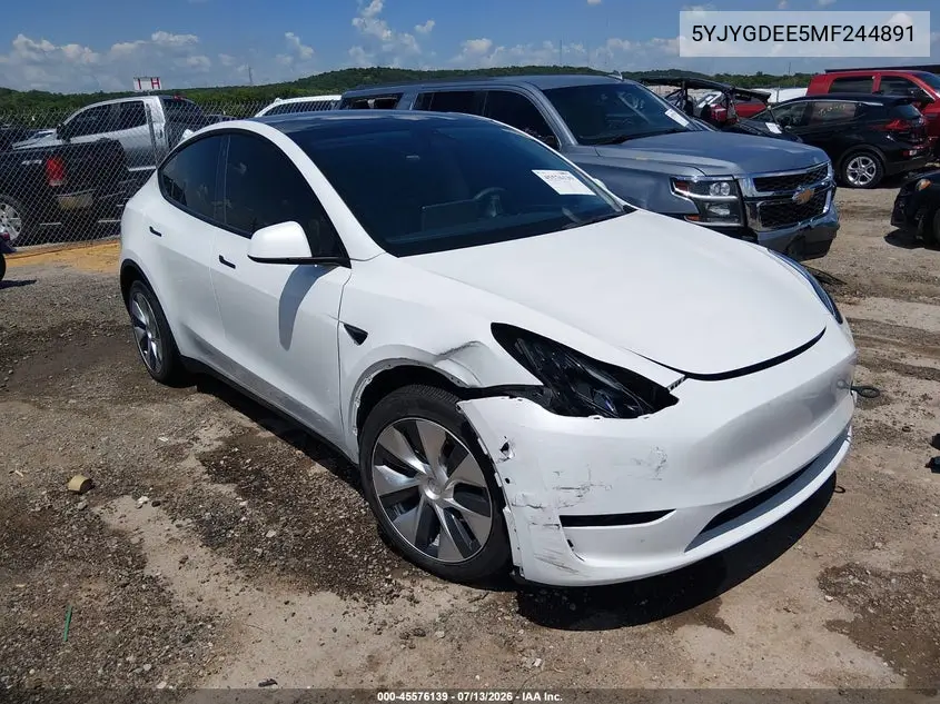 2021 Tesla Model Y Long Range Dual Motor All-Wheel Drive VIN: 5YJYGDEE5MF244891 Lot: 45576139