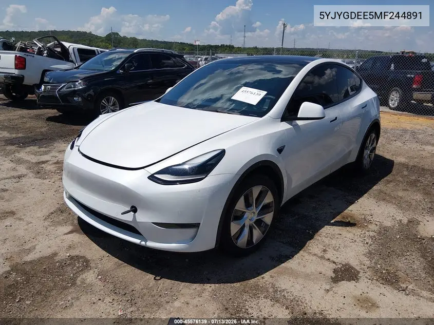 2021 Tesla Model Y Long Range Dual Motor All-Wheel Drive VIN: 5YJYGDEE5MF244891 Lot: 45576139