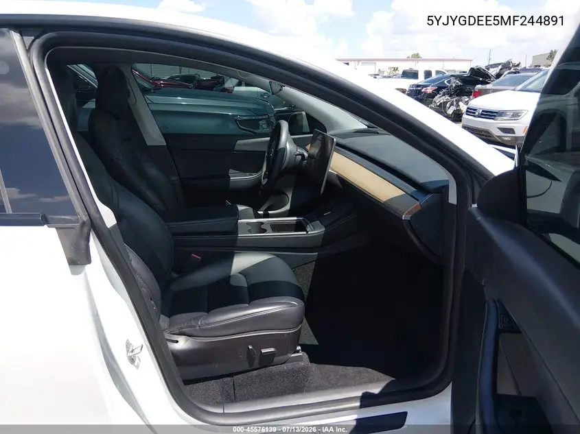 2021 Tesla Model Y Long Range Dual Motor All-Wheel Drive VIN: 5YJYGDEE5MF244891 Lot: 45576139