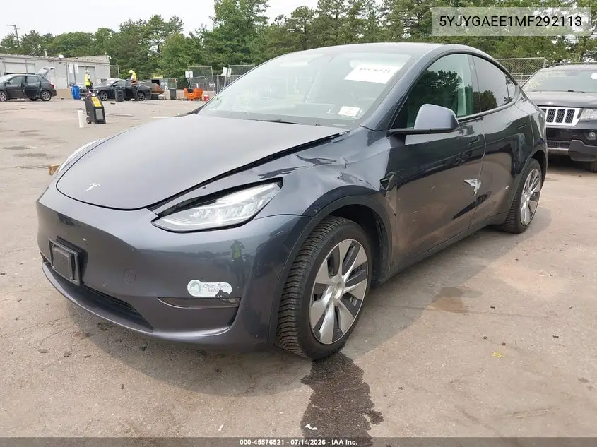 2021 Tesla Model Y Long Range Dual Motor All-Wheel Drive VIN: 5YJYGAEE1MF292113 Lot: 45576521