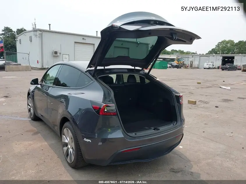 2021 Tesla Model Y Long Range Dual Motor All-Wheel Drive VIN: 5YJYGAEE1MF292113 Lot: 45576521