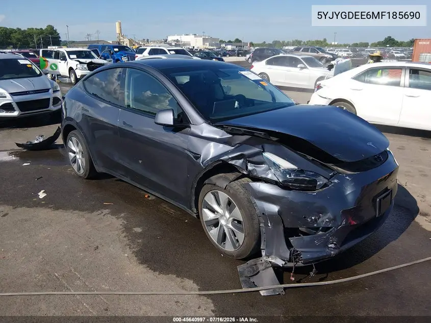 2021 Tesla Model Y Long Range Dual Motor All-Wheel Drive VIN: 5YJYGDEE6MF185690 Lot: 45640997