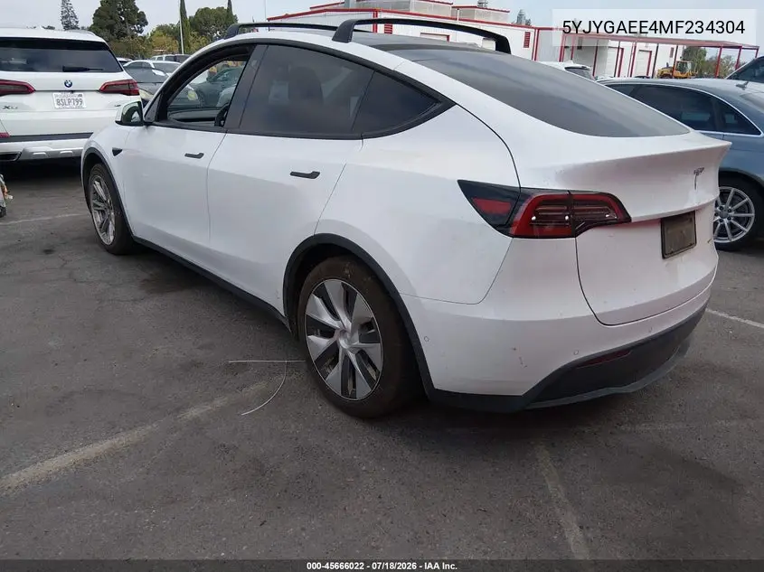 2021 Tesla Model Y Long Range Dual Motor All-Wheel Drive VIN: 5YJYGAEE4MF234304 Lot: 45666022