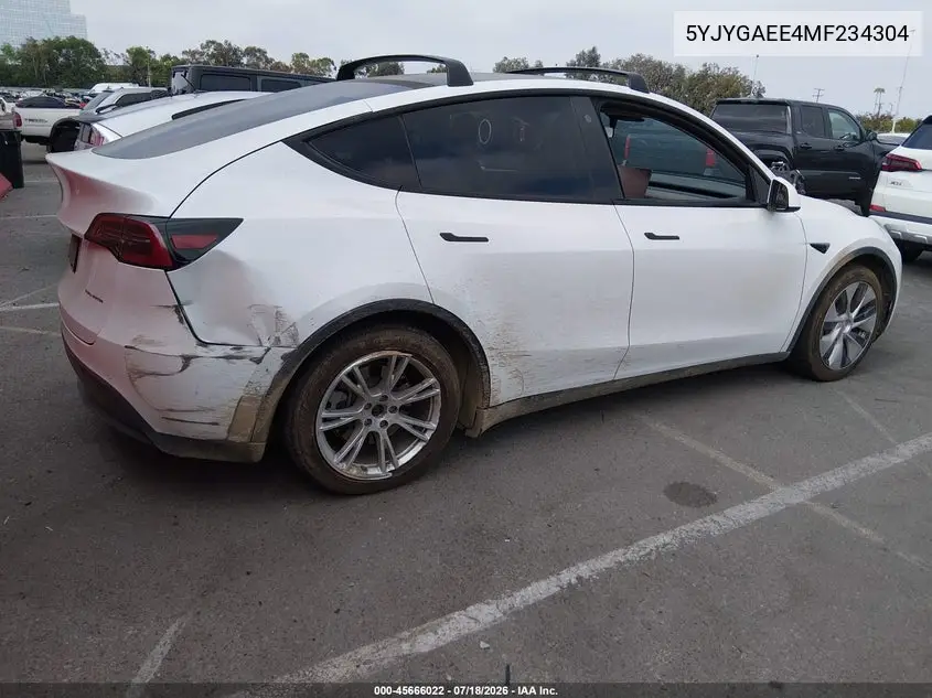 2021 Tesla Model Y Long Range Dual Motor All-Wheel Drive VIN: 5YJYGAEE4MF234304 Lot: 45666022