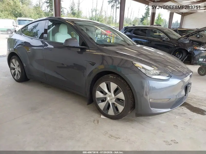 2021 Tesla Model Y Long Range Dual Motor All-Wheel Drive VIN: 5YJYGDEE8MF283751 Lot: 45673816