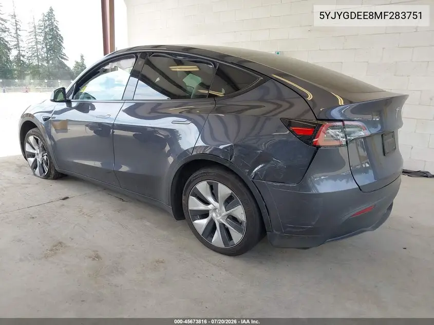 2021 Tesla Model Y Long Range Dual Motor All-Wheel Drive VIN: 5YJYGDEE8MF283751 Lot: 45673816