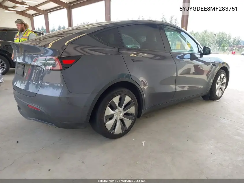 2021 Tesla Model Y Long Range Dual Motor All-Wheel Drive VIN: 5YJYGDEE8MF283751 Lot: 45673816