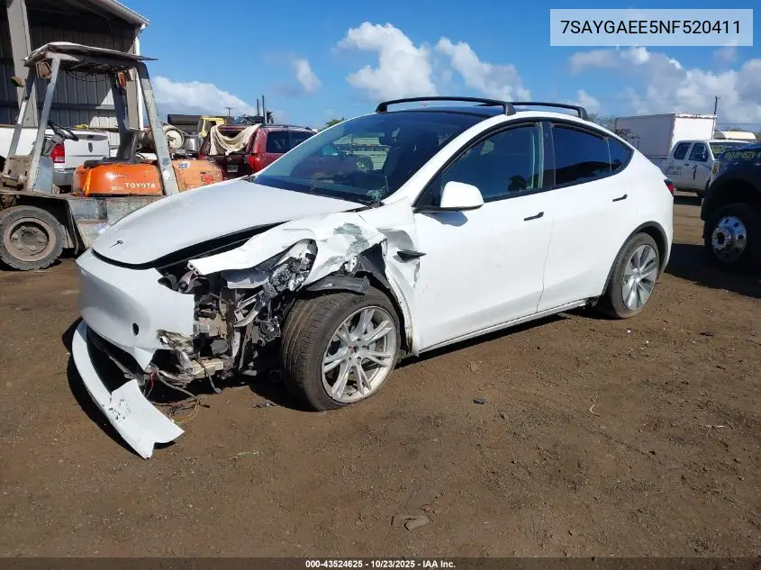 7SAYGAEE5NF520411 2022 Tesla Model Y Long Range Dual Motor All-Wheel Drive