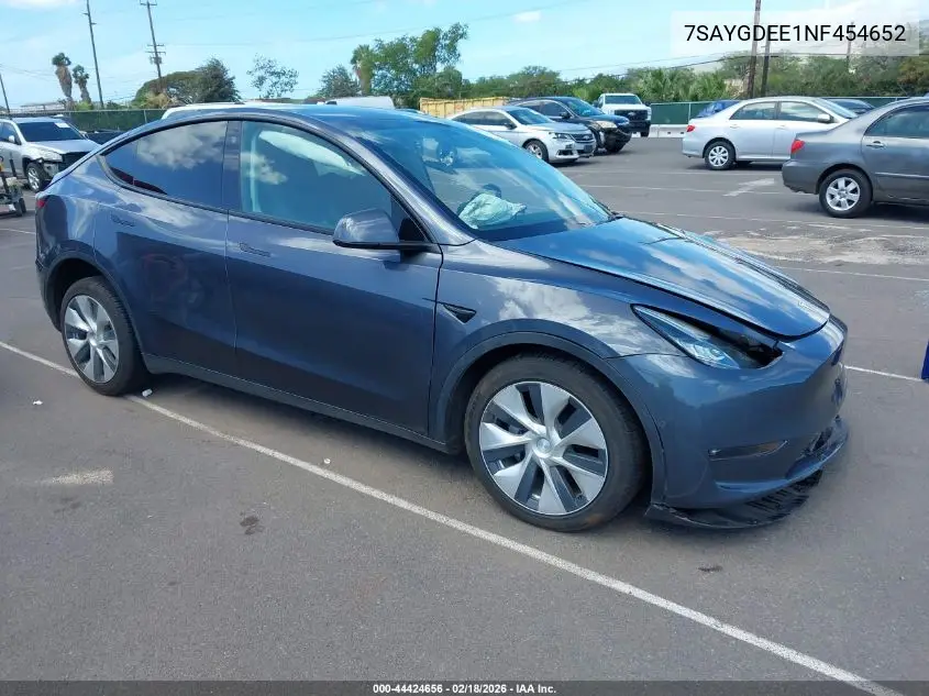 2022 Tesla Model Y Long Range Dual Motor All-Wheel Drive VIN: 7SAYGDEE1NF454652 Lot: 44424656