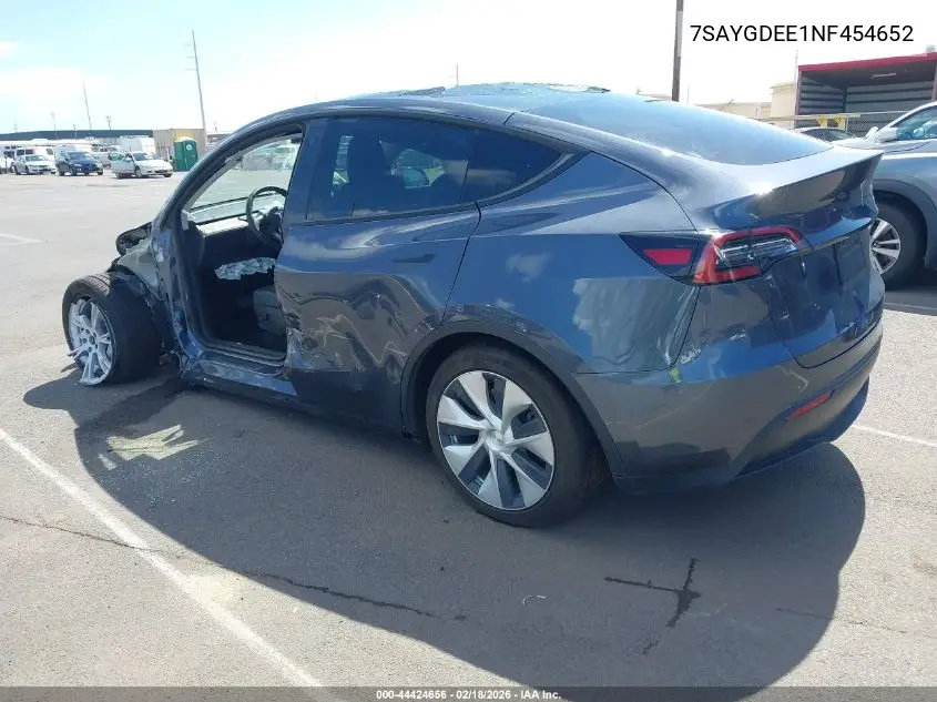 2022 Tesla Model Y Long Range Dual Motor All-Wheel Drive VIN: 7SAYGDEE1NF454652 Lot: 44424656
