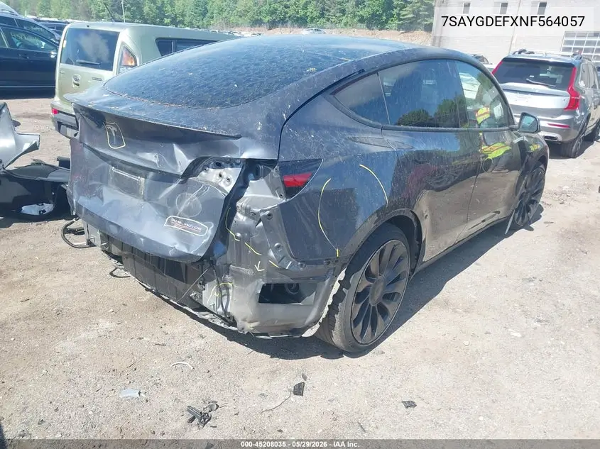 2022 Tesla Model Y Performance Dual Motor All-Wheel Drive VIN: 7SAYGDEFXNF564057 Lot: 45208035