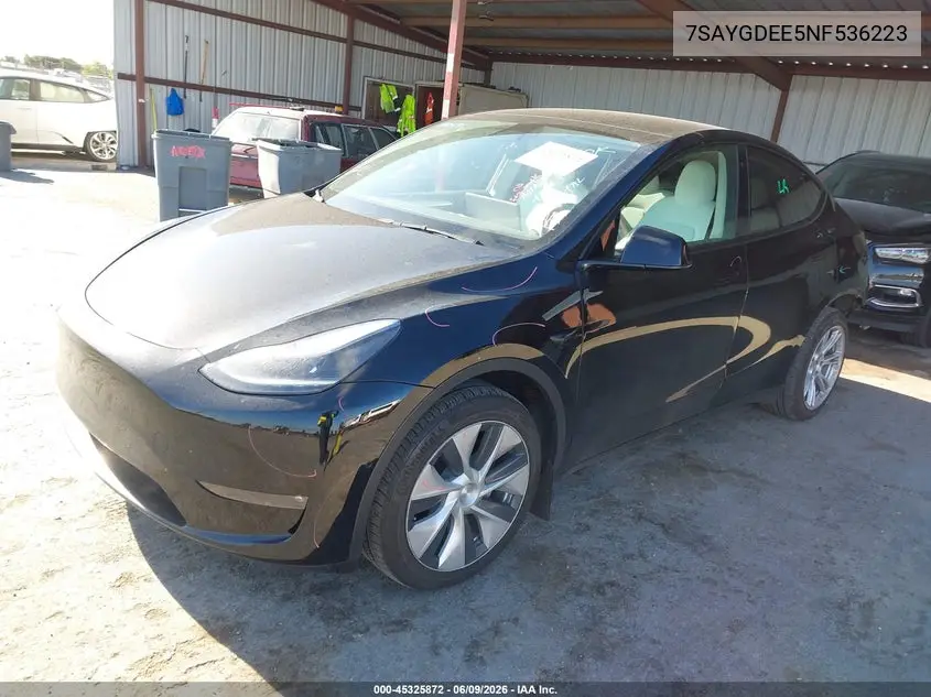 2022 Tesla Model Y Long Range Dual Motor All-Wheel Drive VIN: 7SAYGDEE5NF536223 Lot: 45325872