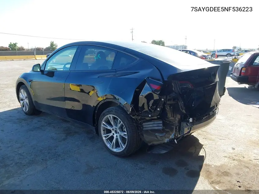 2022 Tesla Model Y Long Range Dual Motor All-Wheel Drive VIN: 7SAYGDEE5NF536223 Lot: 45325872