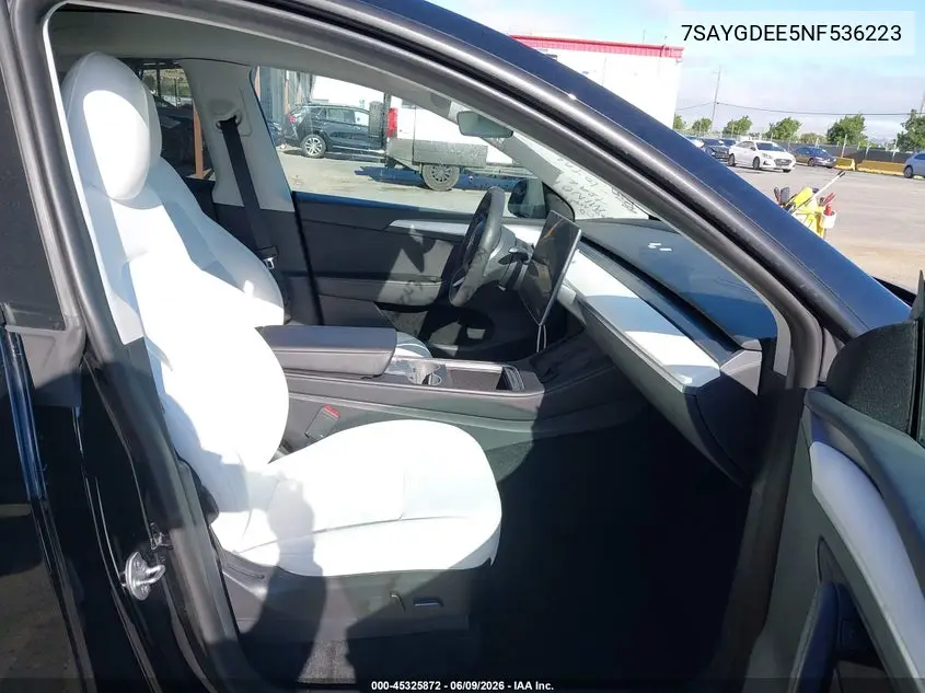 2022 Tesla Model Y Long Range Dual Motor All-Wheel Drive VIN: 7SAYGDEE5NF536223 Lot: 45325872