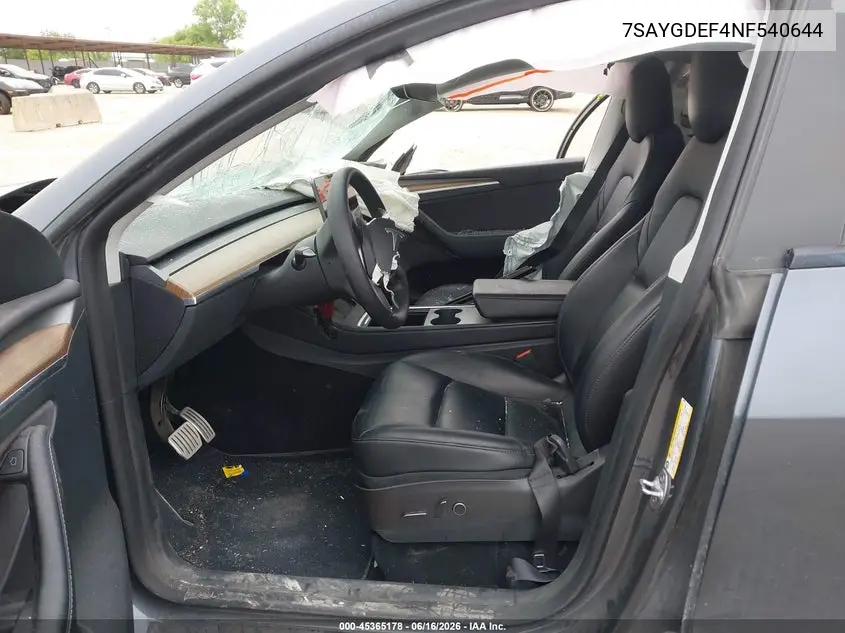 2022 Tesla Model Y Performance Dual Motor All-Wheel Drive VIN: 7SAYGDEF4NF540644 Lot: 45365178