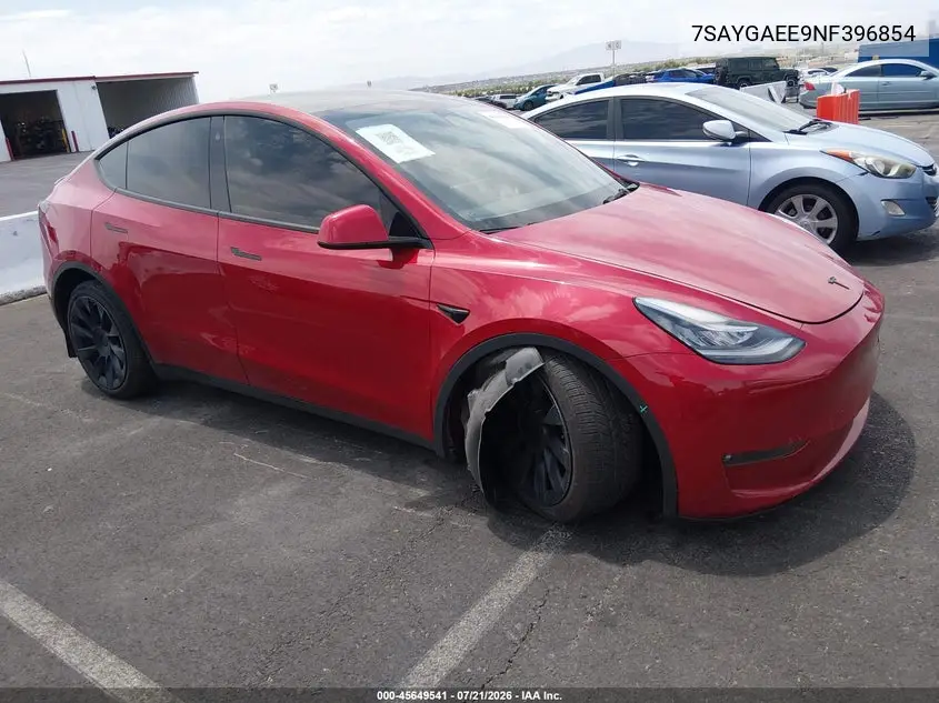 2022 Tesla Model Y Long Range Dual Motor All-Wheel Drive VIN: 7SAYGAEE9NF396854 Lot: 45649541