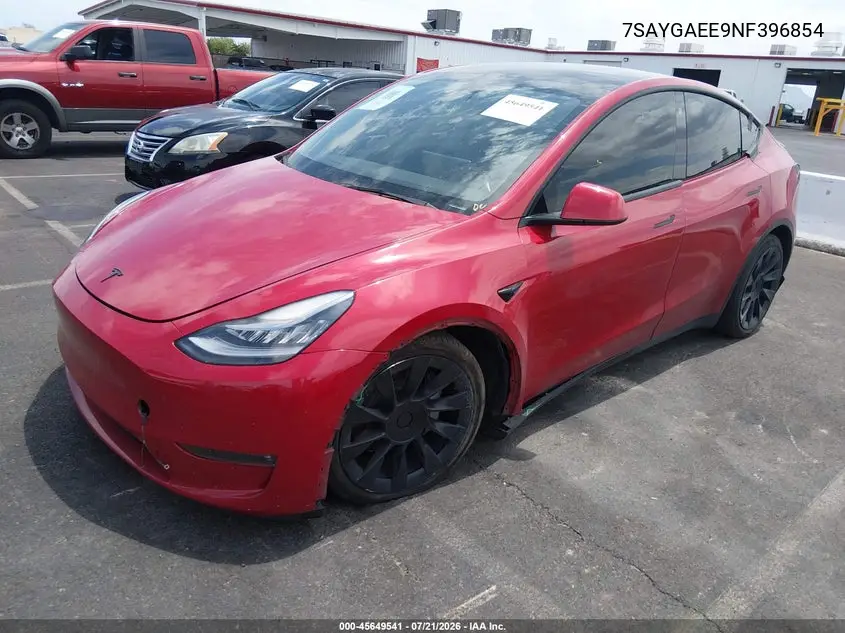 2022 Tesla Model Y Long Range Dual Motor All-Wheel Drive VIN: 7SAYGAEE9NF396854 Lot: 45649541