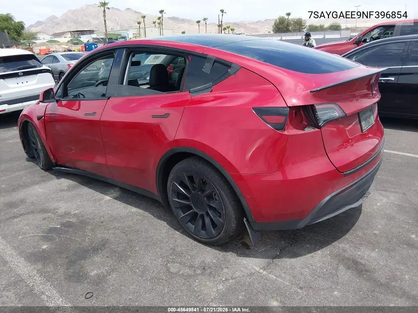 2022 Tesla Model Y Long Range Dual Motor All-Wheel Drive VIN: 7SAYGAEE9NF396854 Lot: 45649541
