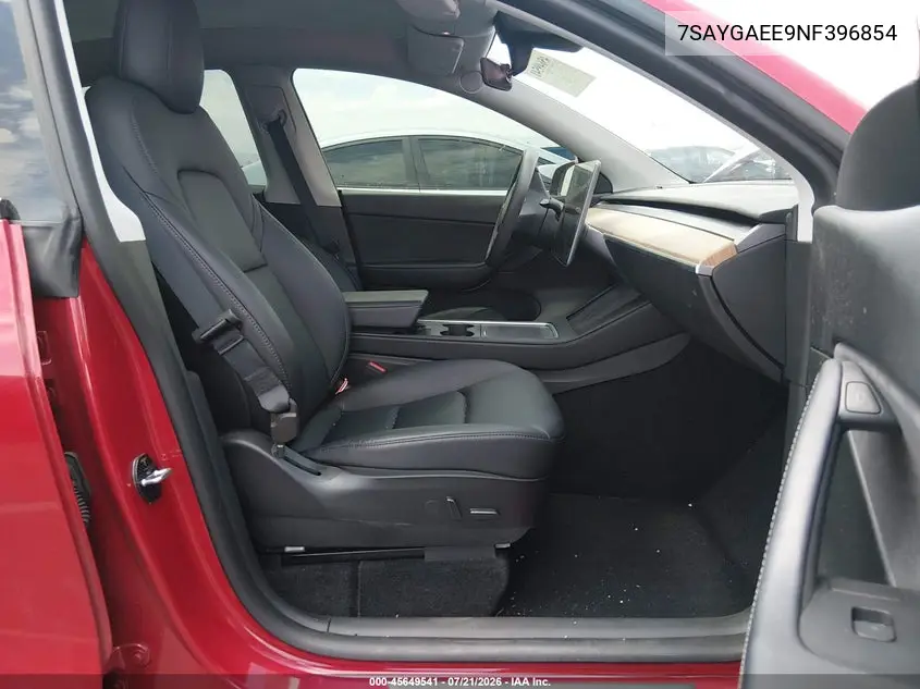 2022 Tesla Model Y Long Range Dual Motor All-Wheel Drive VIN: 7SAYGAEE9NF396854 Lot: 45649541
