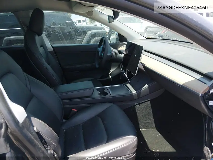 2022 Tesla Model Y Performance Dual Motor All-Wheel Drive VIN: 7SAYGDEFXNF405460 Lot: 45663926
