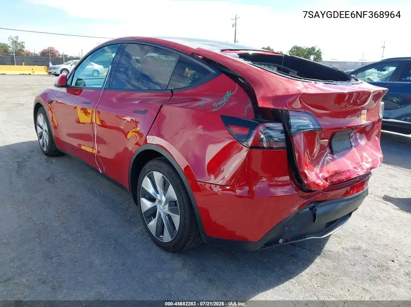 2022 Tesla Model Y Long Range Dual Motor All-Wheel Drive VIN: 7SAYGDEE6NF368964 Lot: 45682283