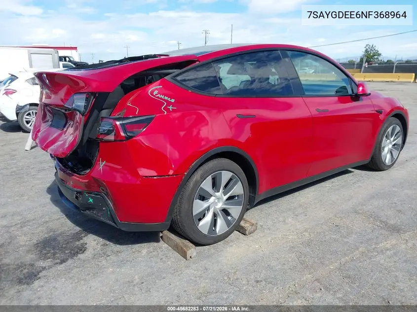 2022 Tesla Model Y Long Range Dual Motor All-Wheel Drive VIN: 7SAYGDEE6NF368964 Lot: 45682283