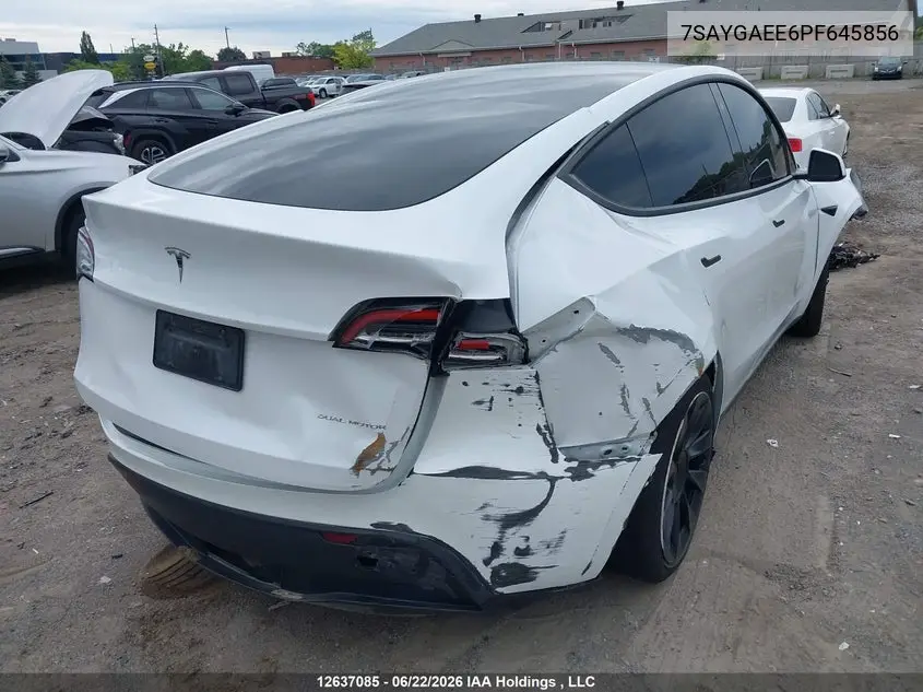 2023 Tesla Model Y VIN: 7SAYGAEE6PF645856 Lot: 12637085
