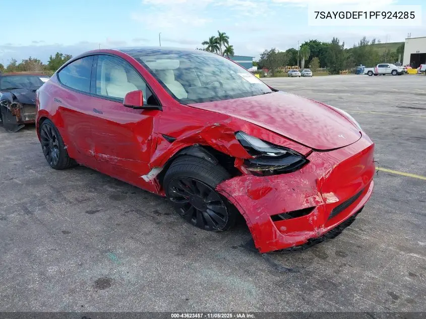 7SAYGDEF1PF924285 2023 Tesla Model Y Performance Dual Motor All-Wheel Drive