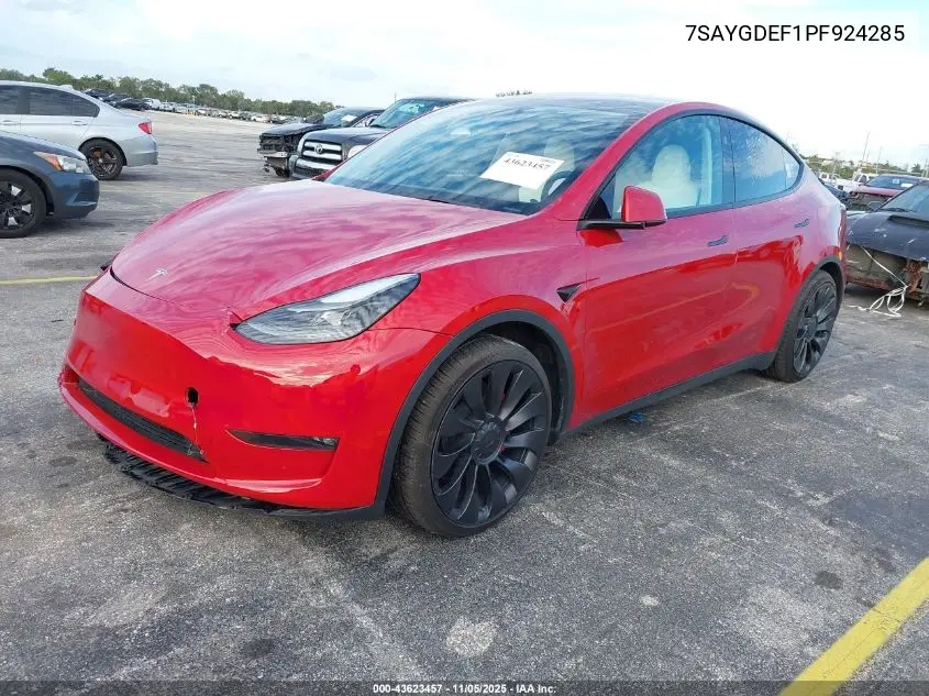 7SAYGDEF1PF924285 2023 Tesla Model Y Performance Dual Motor All-Wheel Drive