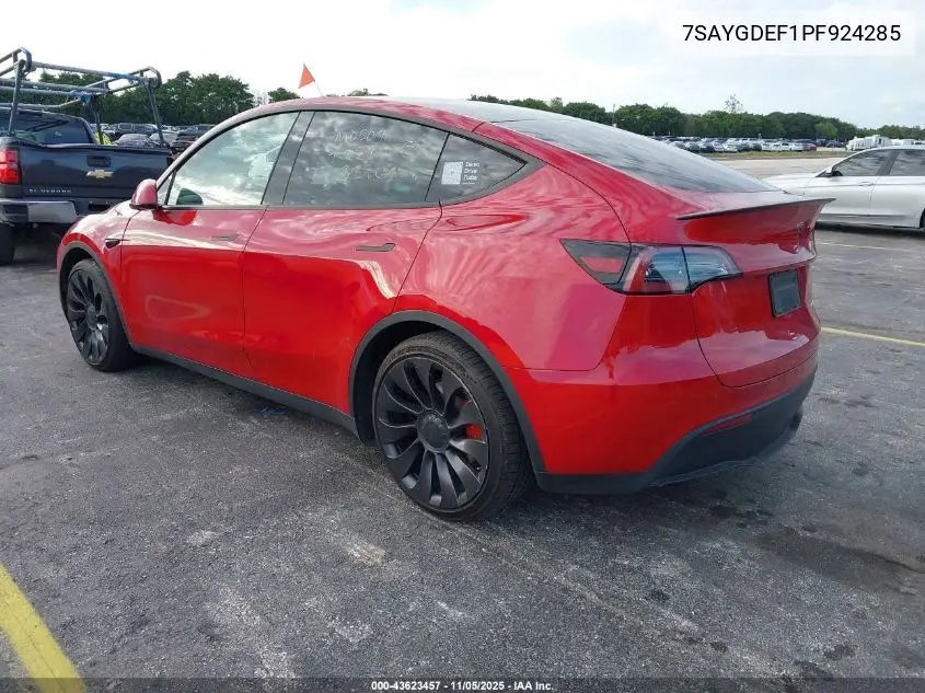 7SAYGDEF1PF924285 2023 Tesla Model Y Performance Dual Motor All-Wheel Drive