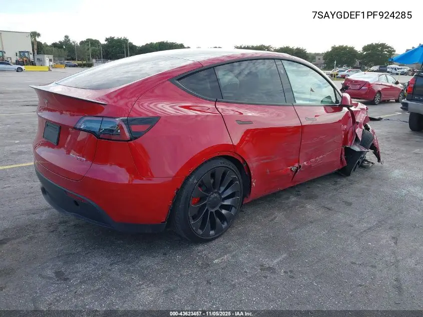7SAYGDEF1PF924285 2023 Tesla Model Y Performance Dual Motor All-Wheel Drive