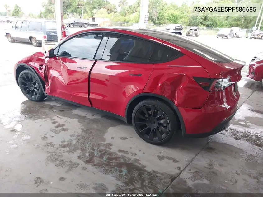 2023 Tesla Model Y Awd/Long Range Dual Motor All-Wheel Drive VIN: 7SAYGAEE5PF586685 Lot: 45332797