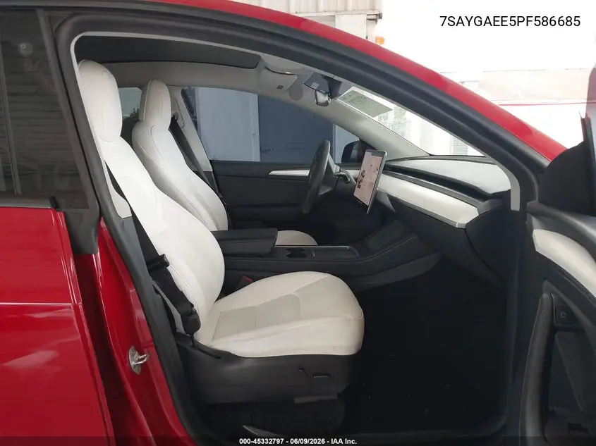 2023 Tesla Model Y Awd/Long Range Dual Motor All-Wheel Drive VIN: 7SAYGAEE5PF586685 Lot: 45332797
