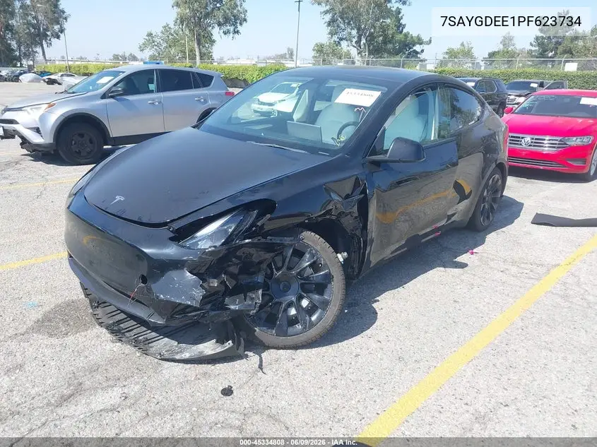 2023 Tesla Model Y Awd/Long Range Dual Motor All-Wheel Drive VIN: 7SAYGDEE1PF623734 Lot: 45334808