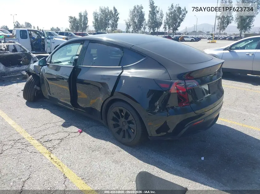 2023 Tesla Model Y Awd/Long Range Dual Motor All-Wheel Drive VIN: 7SAYGDEE1PF623734 Lot: 45334808