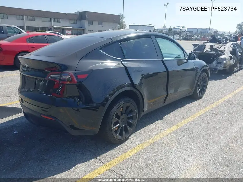 2023 Tesla Model Y Awd/Long Range Dual Motor All-Wheel Drive VIN: 7SAYGDEE1PF623734 Lot: 45334808