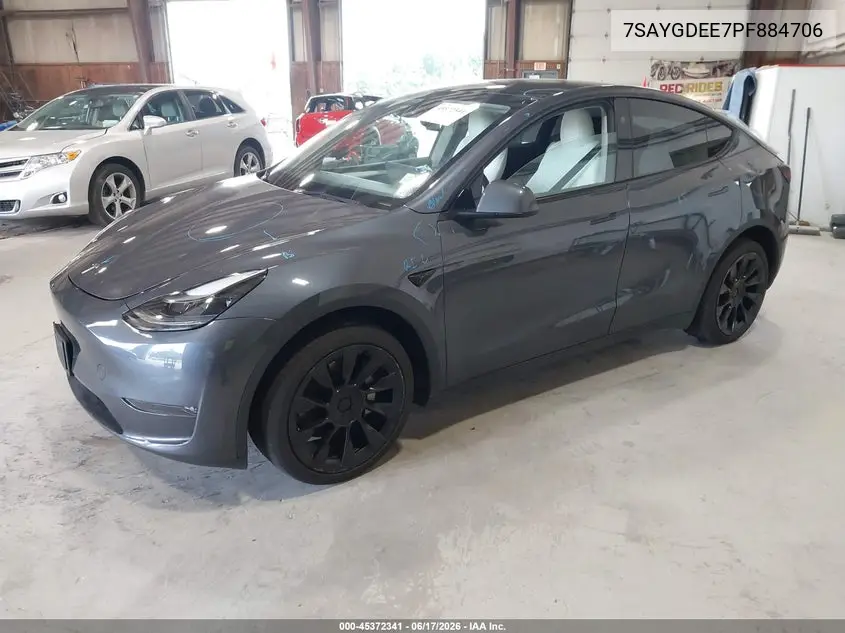 2023 Tesla Model Y Awd/Long Range Dual Motor All-Wheel Drive VIN: 7SAYGDEE7PF884706 Lot: 45372341