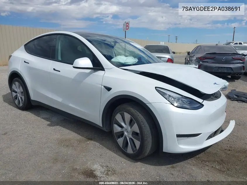 2023 Tesla Model Y Awd/Long Range Dual Motor All-Wheel Drive VIN: 7SAYGDEE2PA038691 Lot: 45449603