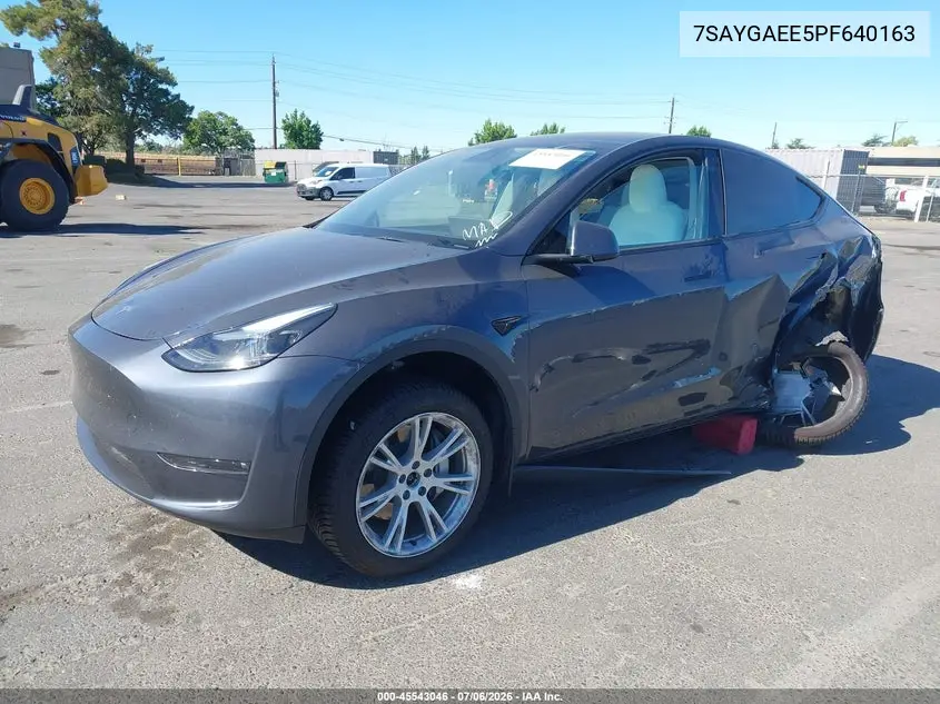 2023 Tesla Model Y Awd/Long Range Dual Motor All-Wheel Drive VIN: 7SAYGAEE5PF640163 Lot: 45543046