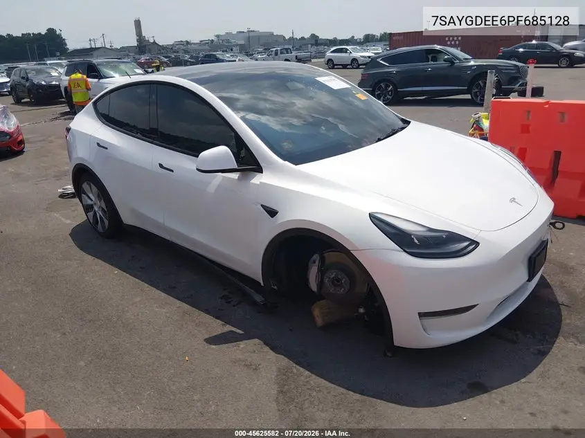 2023 Tesla Model Y Awd/Long Range Dual Motor All-Wheel Drive VIN: 7SAYGDEE6PF685128 Lot: 45625582