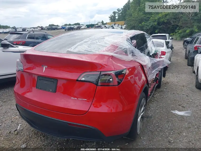 2023 Tesla Model Y Awd/Long Range Dual Motor All-Wheel Drive VIN: 7SAYGDEE2PF709148 Lot: 45626565