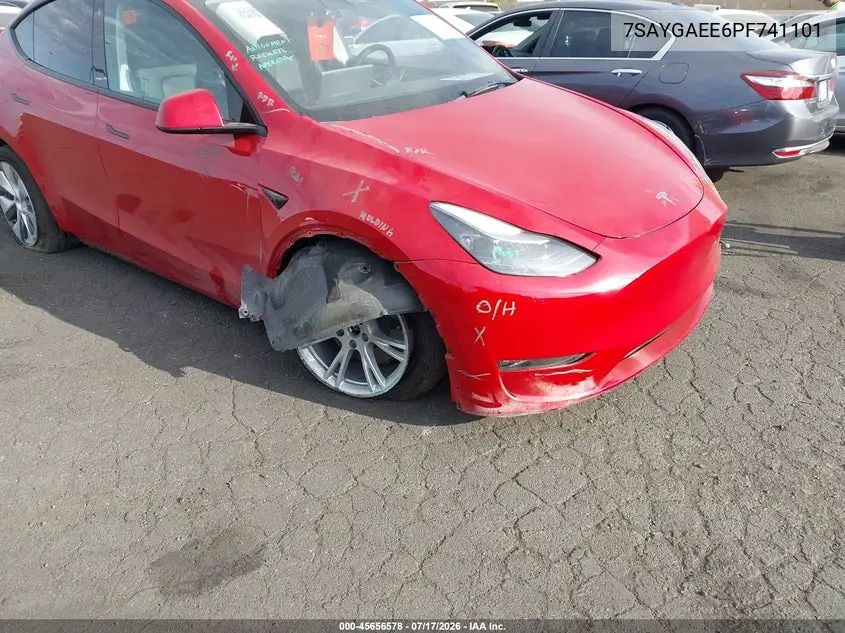 2023 Tesla Model Y Awd/Long Range Dual Motor All-Wheel Drive VIN: 7SAYGAEE6PF741101 Lot: 45656578