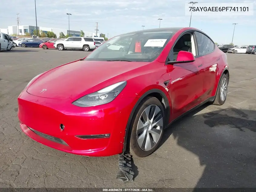 2023 Tesla Model Y Awd/Long Range Dual Motor All-Wheel Drive VIN: 7SAYGAEE6PF741101 Lot: 45656578