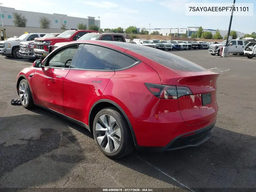 2023 Tesla Model Y Awd/Long Range Dual Motor All-Wheel Drive VIN: 7SAYGAEE6PF741101 Lot: 45656578